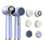 6-in-1 Electric Facial Cleanser, 3-Speed, LED Display（WHITE）