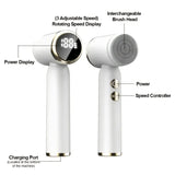 6-in-1 Electric Facial Cleanser, 3-Speed, LED Display（WHITE）