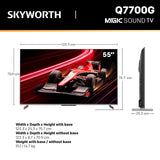 SKYWORTH 55" MagicSound Google TV, 144Hz UHD QLED+, 2.1.2 Sound, Built-in Subwoofer, Dolby Vision+Atmos, Eyecare TV, Find-my remote, Q7700G