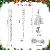 Set of 24 Crystal Tree Hanging Ornaments for Holiday, Mantel, Party & Christmas Decor (Clear)