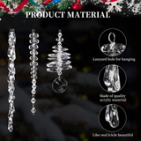 Set of 24 Crystal Tree Hanging Ornaments for Holiday, Mantel, Party & Christmas Decor (Clear)