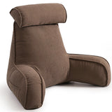 Bed Backrest Reading Pillow with Arms for Long Sitting, Gaming, and Relaxation, 80*40*60cm (Brown)