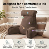 Bed Backrest Reading Pillow with Arms for Long Sitting, Gaming, and Relaxation, 80*40*60cm (Brown)