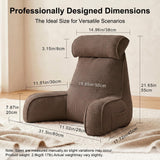 Bed Backrest Reading Pillow with Arms for Long Sitting, Gaming, and Relaxation, 80*40*60cm (Brown)