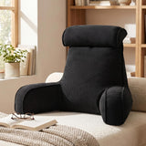 Versatile Reading Backrest Pillow for Bed, Sofa and Lounging at Home, 80*40*60cm (Dark Black)