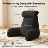 Versatile Reading Backrest Pillow for Bed, Sofa and Lounging at Home, 80*40*60cm (Dark Black)