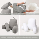 Comfortable Reading Pillow with Armrests for Bed & Sofa Relaxation, Gaming, and Lazy Days, 80*40*60cm (light gray)
