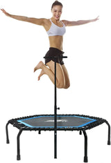 Foldable Mini Trampoline,Fitness Re-bounder with Adjustable Bar