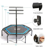 Foldable Mini Trampoline,Fitness Re-bounder with Adjustable Bar