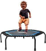 Foldable Mini Trampoline,Fitness Re-bounder with Adjustable Bar