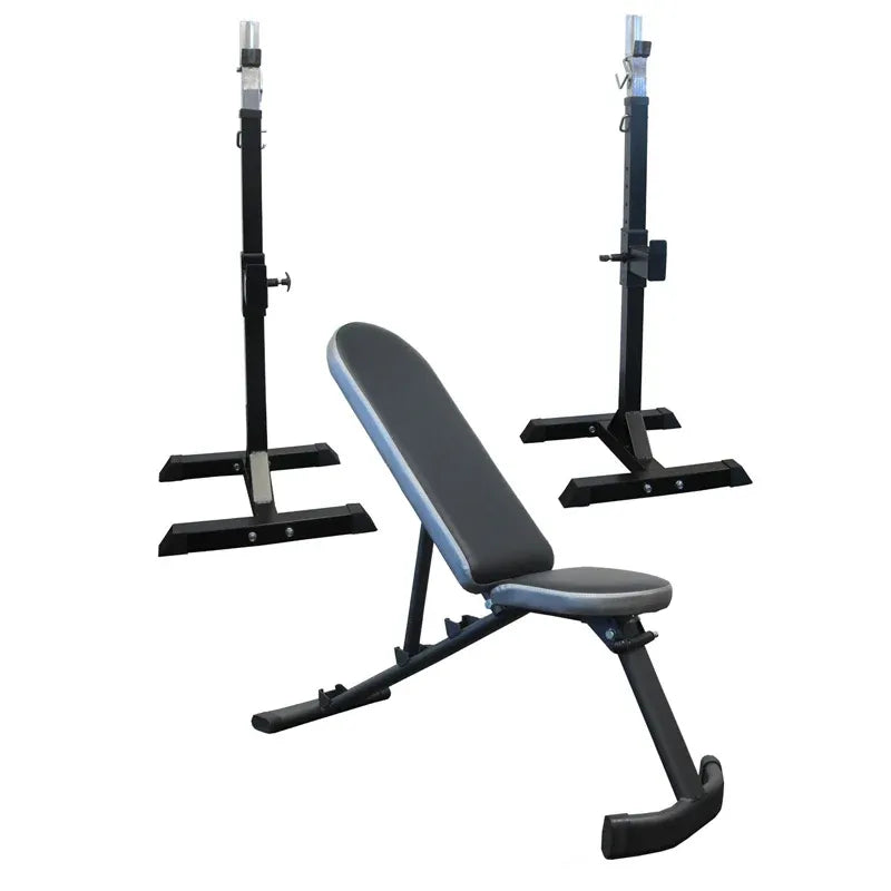 Adjustable FID Bench (Flat Decline Incline Bench) & Portable Squat Rack Package