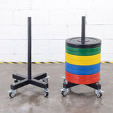 Vertical Olympic Bumper Plate Stacker with Wheels
