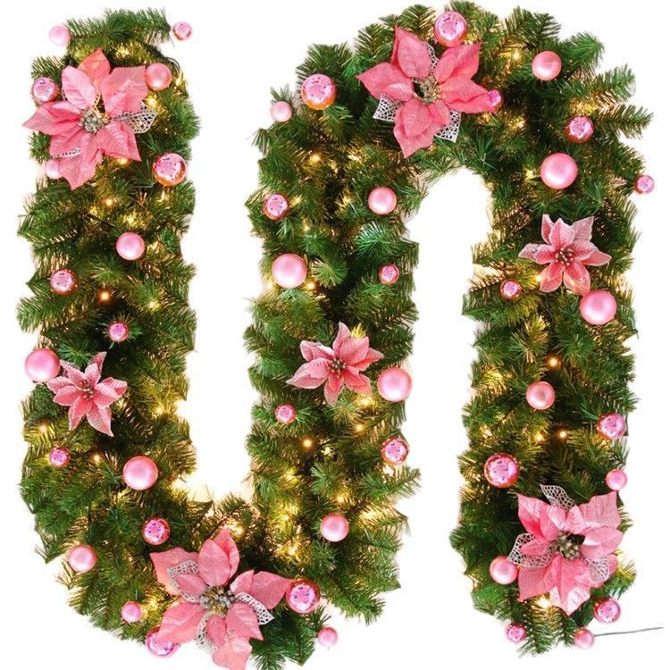 Christmas Garland 2 Piece Set 2.7m Garland Garland With Lights Christmas Home - Blue - Size 270cm