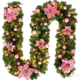 Christmas Garland 2 Piece Set 2.7m Garland Garland With Lights Christmas Home - Pink - Size 270cm