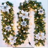 Christmas Garland 2 Piece Set 2.7m Garland Garland With Lights Christmas Home - Pink - Size 270cm