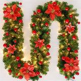 Christmas Garland 2 Piece Set 2.7m Garland Garland With Lights Christmas Home - Pink - Size 270cm