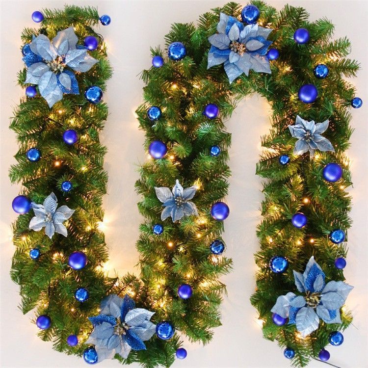 Christmas Garland 2 Piece Set 2.7m Garland Garland With Lights Christmas Home - Silver - Size 270cm