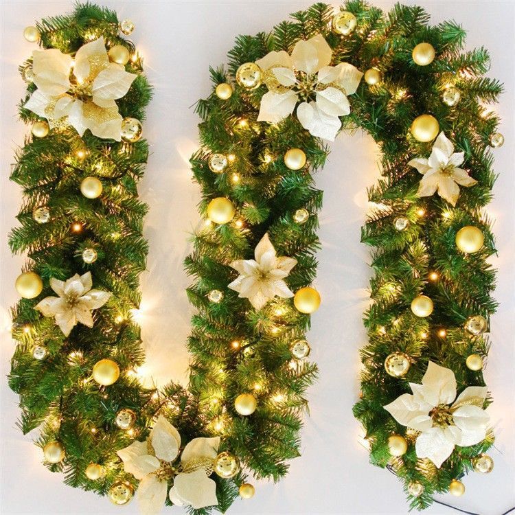 Christmas Garland 2 Piece Set 2.7m Garland Garland With Lights Christmas Home - Silver - Size 270cm