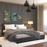 Milano Decor Eden Gas Lift Bed With Headboard Platform Storage Dark Grey Fabric - King Single - Dark Grey