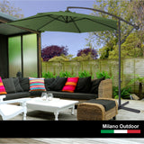 Milano 3M Outdoor Umbrella Cantilever With Protective Cover Patio Garden Shade - Green