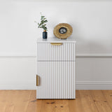 PORTO BEDSIDE TABLE - WHITE - FLUTED - PULL BRASS