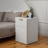 PORTO BEDSIDE TABLE - WHITE - FLUTED - PULL BRASS