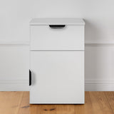 PORTO BEDSIDE TABLE - WHITE - SLIM - PULL BLACK