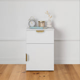 PORTO BEDSIDE TABLE - WHITE - SLIM - PULL BRASS