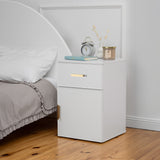 PORTO BEDSIDE TABLE - WHITE - SLIM - OVAL BRASS