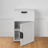PORTO BEDSIDE TABLE - WHITE - HAMPTONS - PULL BLACK
