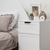 PORTO BEDSIDE TABLE - WHITE - HAMPTONS - PULL BLACK