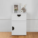 PORTO BEDSIDE TABLE - WHITE - HAMPTONS - HALF MOON BLACK