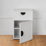 PORTO BEDSIDE TABLE - WHITE - HAMPTONS - HALF MOON BLACK