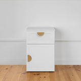 PORTO BEDSIDE TABLE - WHITE - HAMPTONS - HALF MOON BRASS