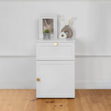 PORTO BEDSIDE TABLE - WHITE - HAMPTONS - ROUND BRASS