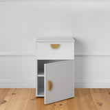 PORTO BEDSIDE TABLE - WHITE - SLIM - HALF MOON BRASS