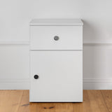 PORTO BEDSIDE TABLE - WHITE - SLIM - ROUND BLACK