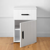 PORTO BEDSIDE TABLE - WHITE - VJ PANEL - OVAL BLACK