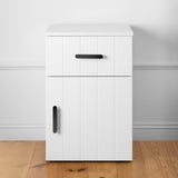 PORTO BEDSIDE TABLE - WHITE - VJ PANEL - OVAL BLACK