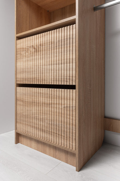 BASEL 2M WALK IN WARDROBE KIT - FLUTED - NATURAL OAK