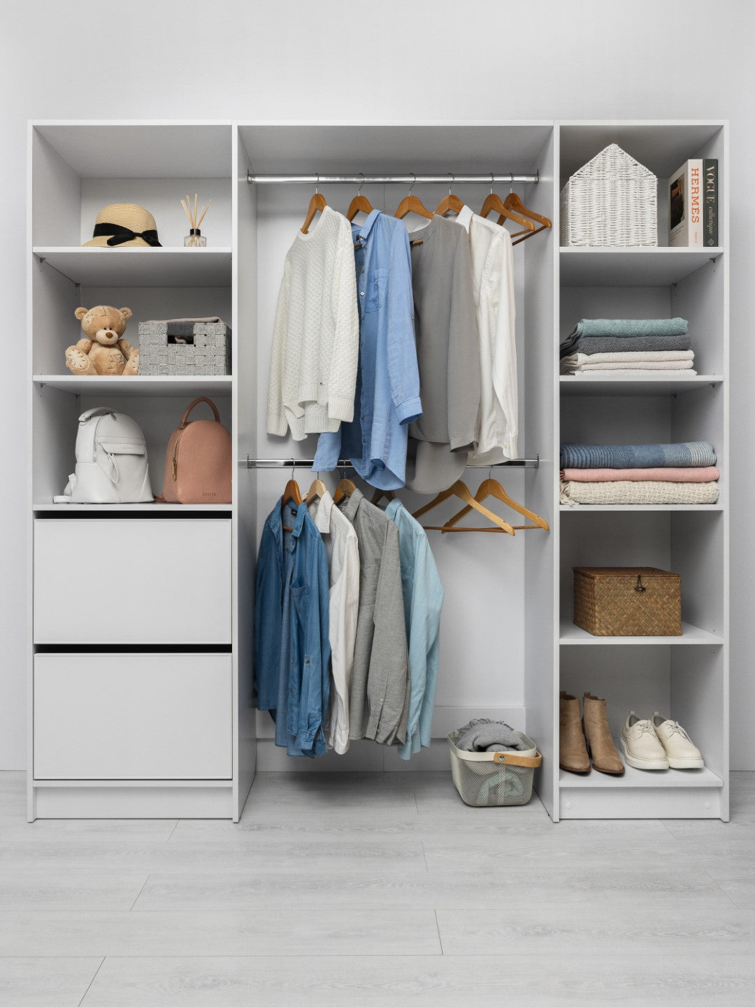 BASEL 2M WALK IN WARDROBE KIT - SLIM SHAKER - WHITE