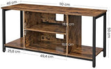 TV Console Unit with Open Storage Rustic Brown and Black Industrial