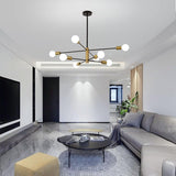 Sputnik Chandelier Modern Industrial, 8-Light , Black & Gold