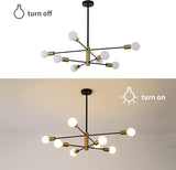 Sputnik Chandelier Modern Industrial, 8-Light , Black & Gold