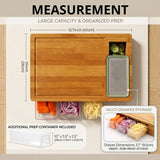Large Bamboo Cutting Board and 4 Containers with Mobile Holder gift included for Home Kitchen