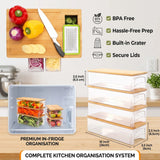Large Bamboo Cutting Board and 4 Containers with Mobile Holder gift included for Home Kitchen