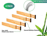 4 Pack Bamboo Adjustable Kitchen Drawer Dividers (Large, 44-55 cm)