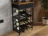 CARLA HOME Freestanding Wine Rack for 20 Bottles with Wood Countertop and Sturdy Metal Frame
