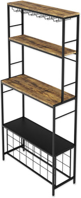 CARLA HOME Large Wine Rack for 20 Bottles with Wood Countertop and Sturdy Metal Frame