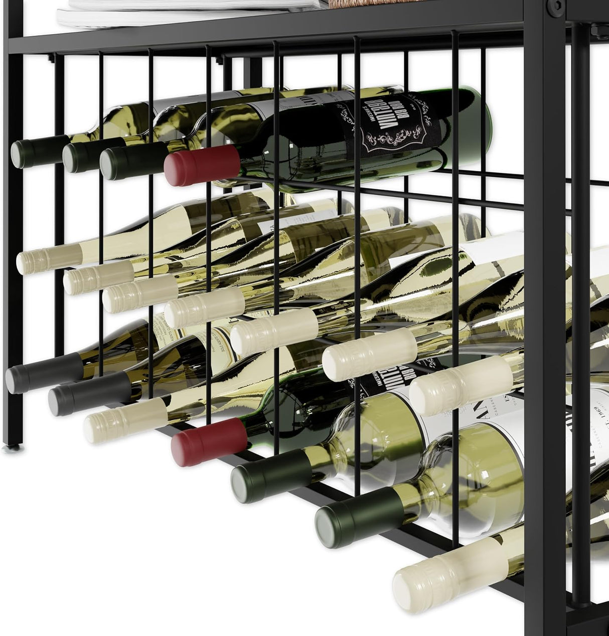 CARLA HOME Large Wine Rack for 20 Bottles with Wood Countertop and Sturdy Metal Frame